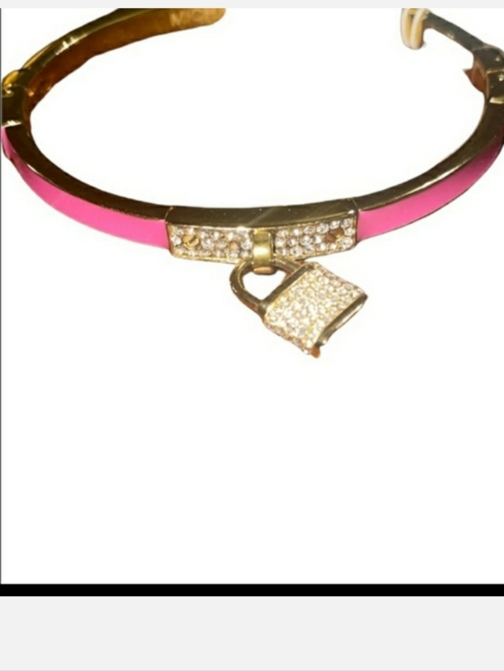 Michael Kors Gold Pave Padlock Hinged Bangle Bracelet NWOT - Picture 7 of 8